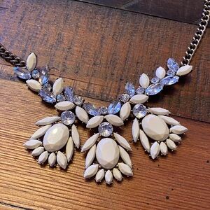 J Crew Elegant White and Diamond Statement Necklace